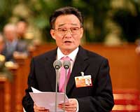Preedintele forului legislativ chinez, Wu Bangguo.